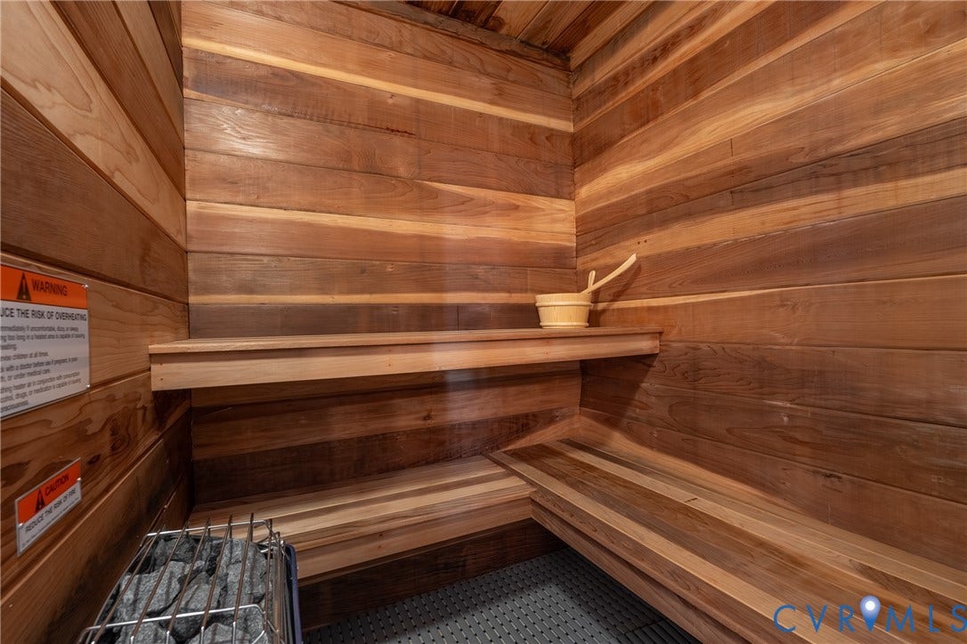 3124 Rock Cress Lane, Mill Forest, Sandy Hook, VA 23153 Before or after a dip in the Pool, the Sauna beckons with warm teak wood and convenient L-shaped seating