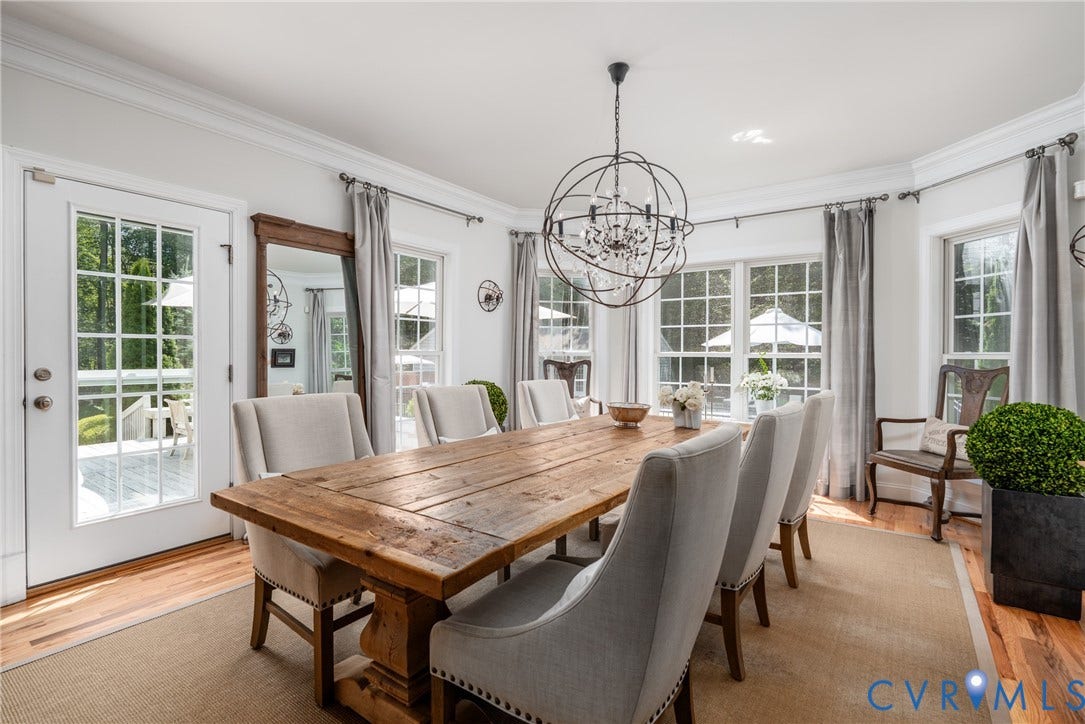 3124 Rock Cress Lane, Mill Forest, Sandy Hook, VA 23153 Banquet sized Dining Room can accommodate a large crowd but, with its proximity to the Kitchen, it remains intimate enough for two.