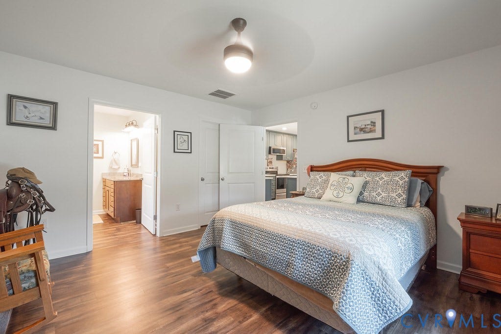 4336 Hells Bend Road, Quiet And Private, Palmyra, VA 22963 Bright interior with wood-finish flooring and a ceiling fan