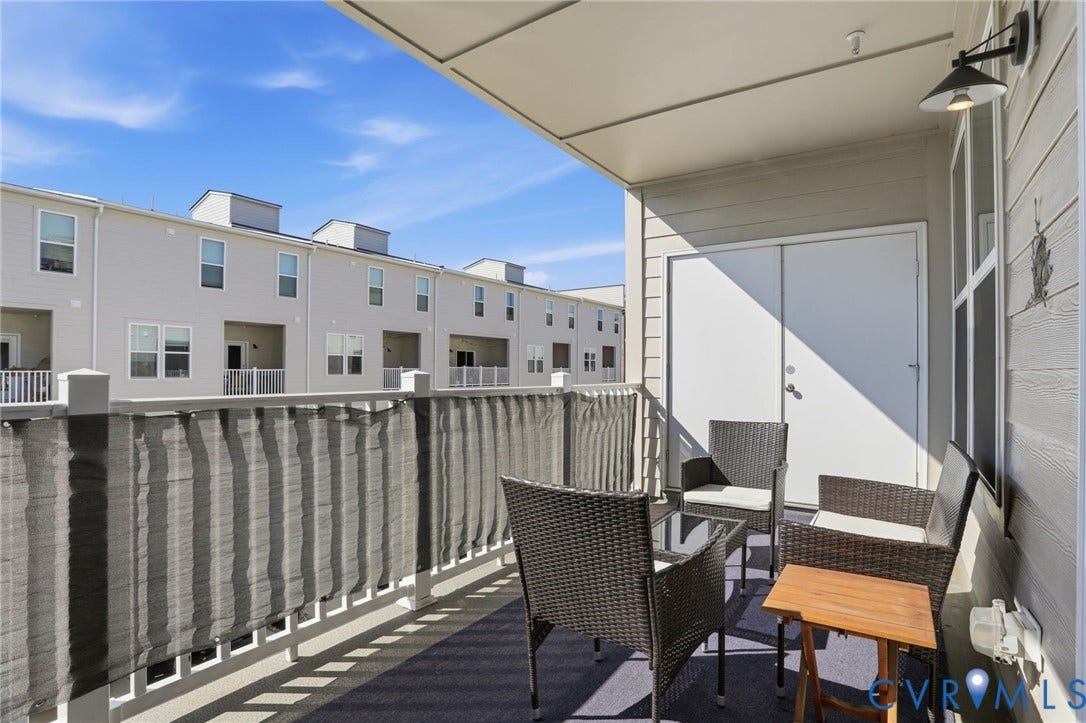 1121 N Lombardy Street, #B, Carver Square, Richmond, VA 23220 Private balcony with durable decking and a privacy screen