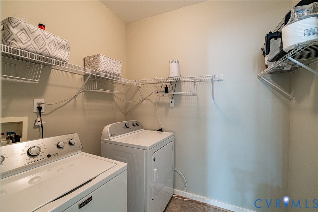 10517 Park Tree Place, Mountain Glen/ Glen Allen, Glen Allen, VA 23060 First floor dedicated laundry room featuring wire shelving