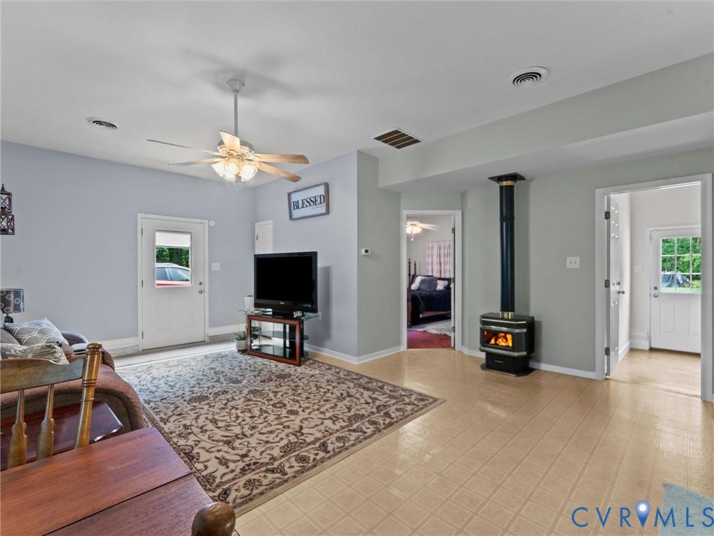3420 Goodwyn Road, Powhatan, VA 23139 Living area with light-toned walls and wood-finish flooring