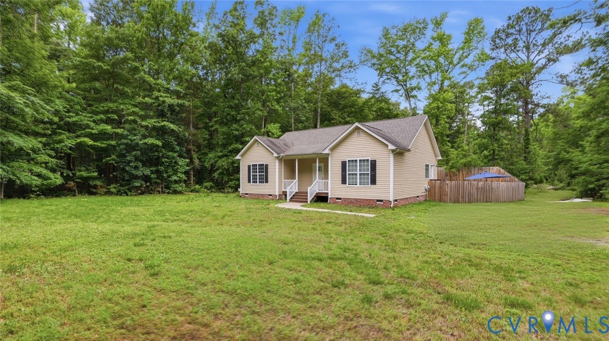2406 Emanuel Church Road, Powhatan, VA 23139 Single-story residence featuring light-colored siding and dark louvered shutters