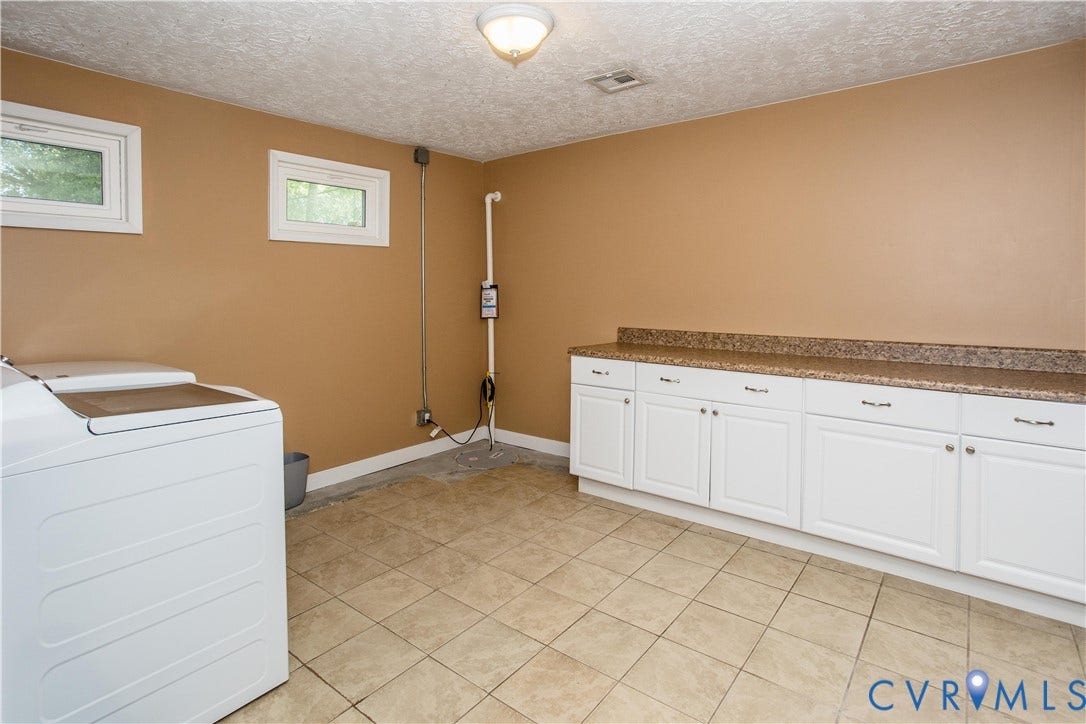 4512 Wraywood Avenue, Preston Place, Chester, VA 23831 Utility room with tiled flooring, white cabinetry, and a countertop