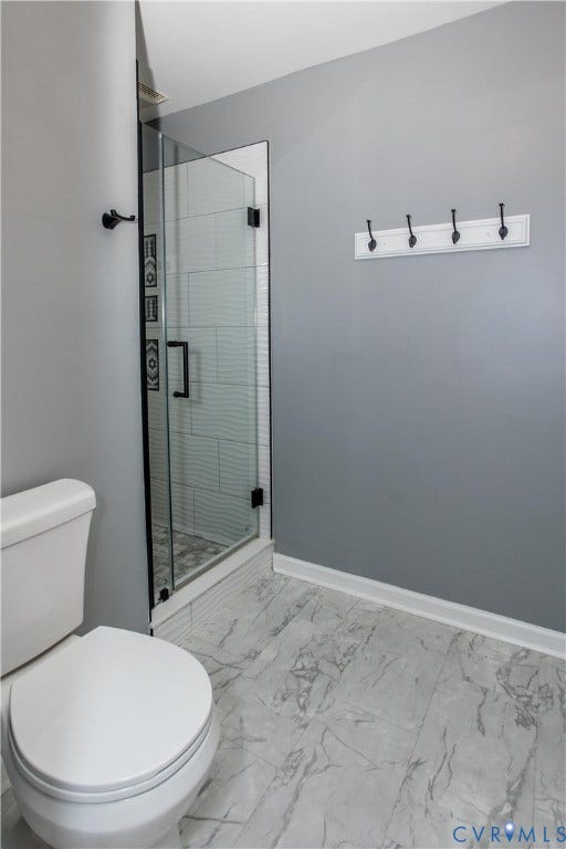 4512 Wraywood Avenue, Preston Place, Chester, VA 23831 Walk-in shower with clear glass enclosure and black hardware