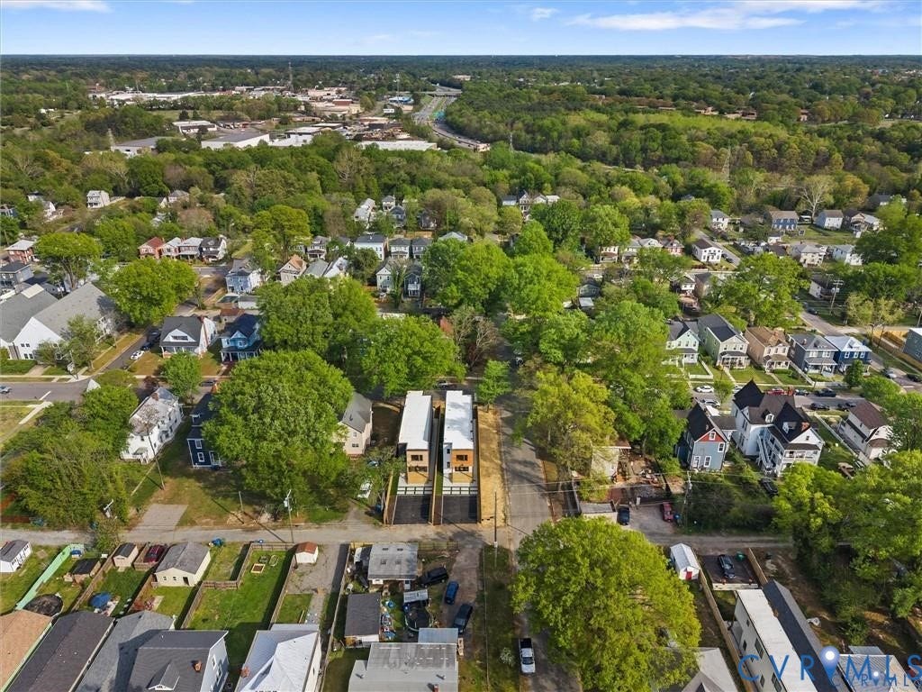2200 3rd Avenue, Northside, Richmond, VA 23222 Aerial overview of property's location featuring nearby suburban area