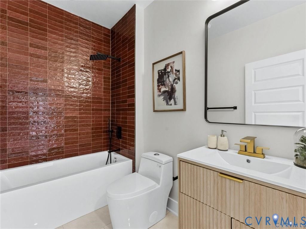 2200 3rd Avenue, Northside, Richmond, VA 23222 Full bath featuring vanity, tub / shower combination, and light tile patterned flooring