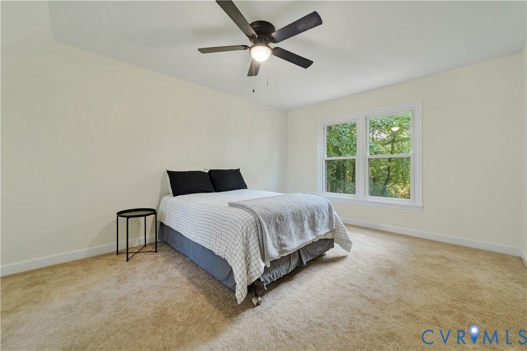 11060 Forest Trace Way, Forest Trace, Glen Allen, VA 23059 Carpeted room with a ceiling fan, dual windows, and light-toned walls