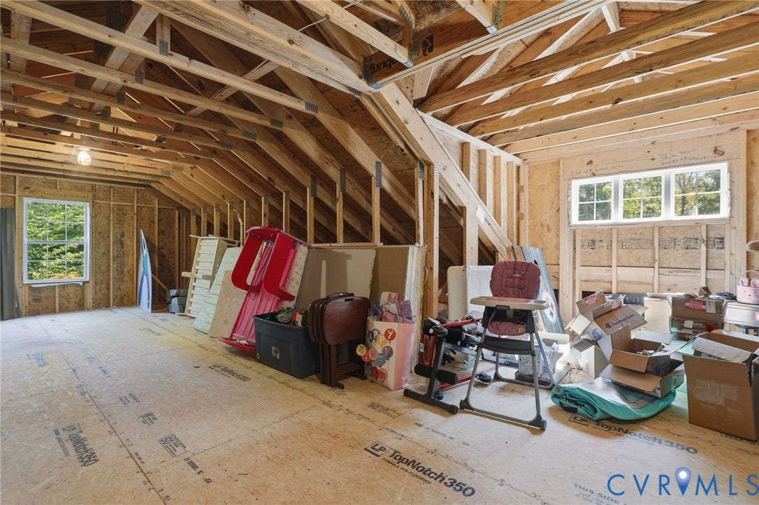 Large unfinished space, with additional area on right, that would make a great study / hobby  area