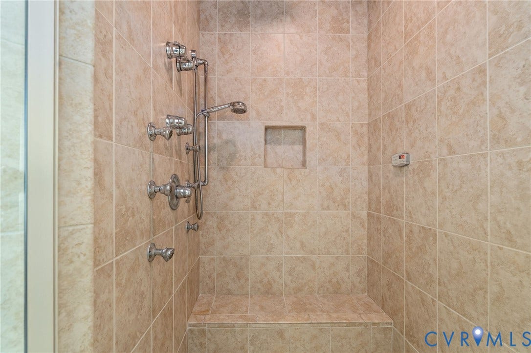 2220 French Hill Terrace, Powhatan, VA 23139 Ceramic Steam Shower with Jets, Handheld Shower Head, Soap Niche, and Bench