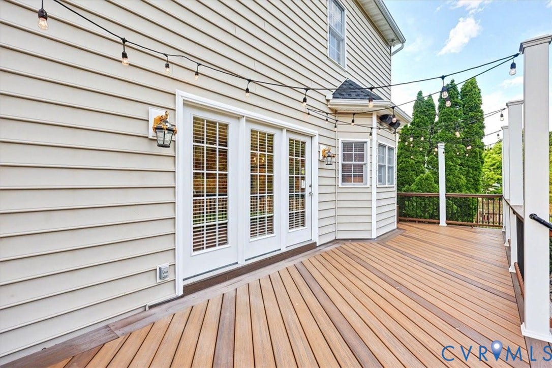 5905 Covington Hills Lane, Nuckols Road Corridor, Glen Allen, VA 23059 Deck off the kitchen with new composite decking and outdoor speakers.