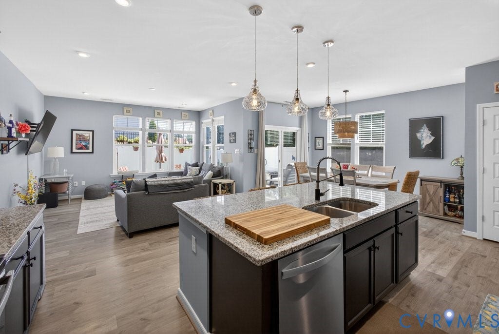 7669 Leeds Castle Lane, Maidstone Village Townhomes, New Kent, VA 23124 S/S Appliances, Island, Bar Seating, Recessed Lighting, LVT Flooring, Granite