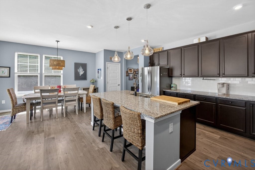 7669 Leeds Castle Lane, Maidstone Village Townhomes, New Kent, VA 23124 S/S Appliances, Island, Bar Seating, Recessed Lighting, LVT Flooring, Granite