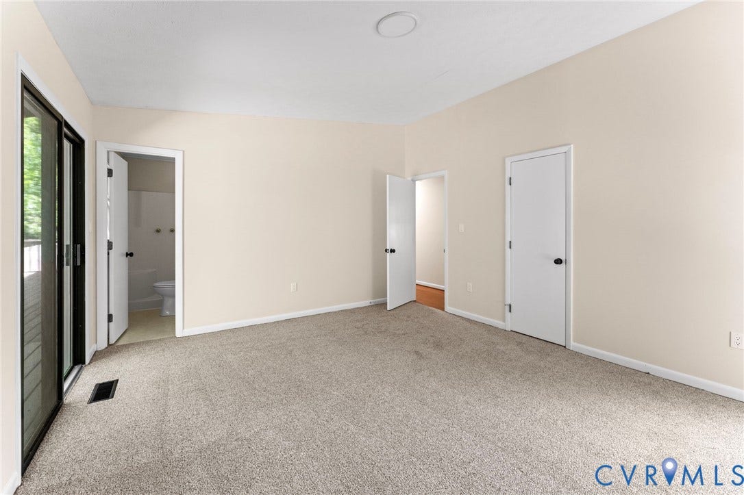 3020 Sand Hills Drive, Chester, VA 23831 Spacious room featuring neutral carpeting, light-toned walls, white trim, and a ceiling-mounted light fixture
