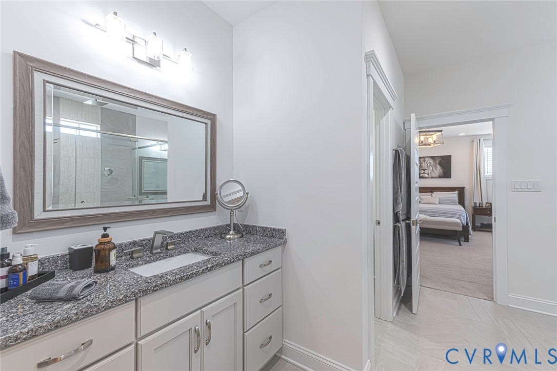 2112 Avada Drive, Newmarket Estates, Midlothian, VA 23112 Primary Bathroom with Granite Countertops and separate toilet room