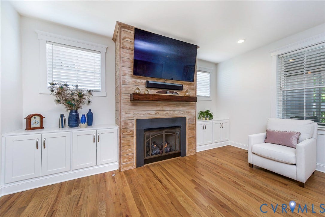 2112 Avada Drive, Newmarket Estates, Midlothian, VA 23112 Family Room has Built in Cabinets and Gas Fireplace with cozy Shiplap surround