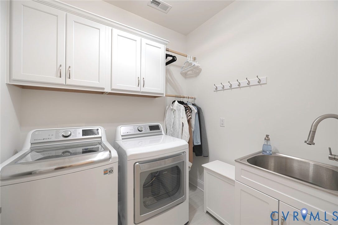 2112 Avada Drive, Newmarket Estates, Midlothian, VA 23112 Utility Room 2nd Floor with Cabinets, Wash Tub and Washer, Dryer that convey