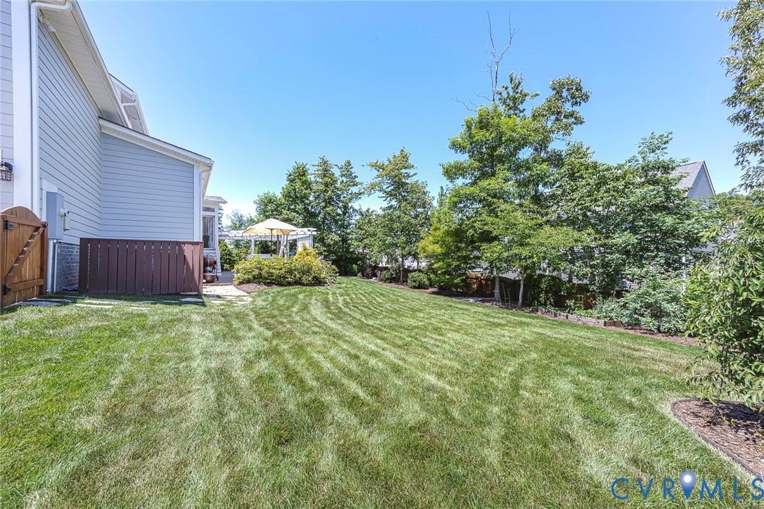 2112 Avada Drive, Newmarket Estates, Midlothian, VA 23112 Subject Backyard with professionally landscaped green spaces front and rear