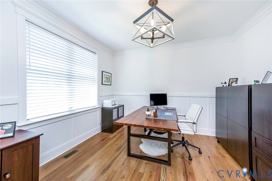 2112 Avada Drive, Newmarket Estates, Midlothian, VA 23112 Office with Chandelier Ceiling Light