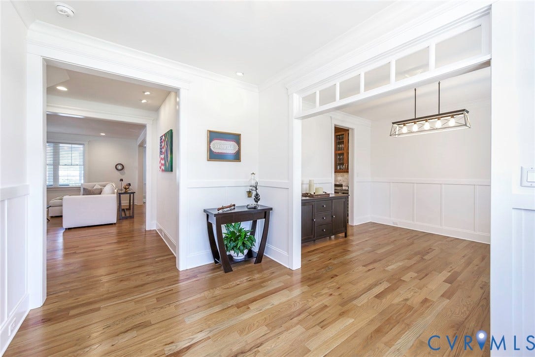 2112 Avada Drive, Newmarket Estates, Midlothian, VA 23112 Foyer area looking into Dining Room & Family Room - First Floor has 3/4 inch, Triple Sealed, Solid Oak floors throughout