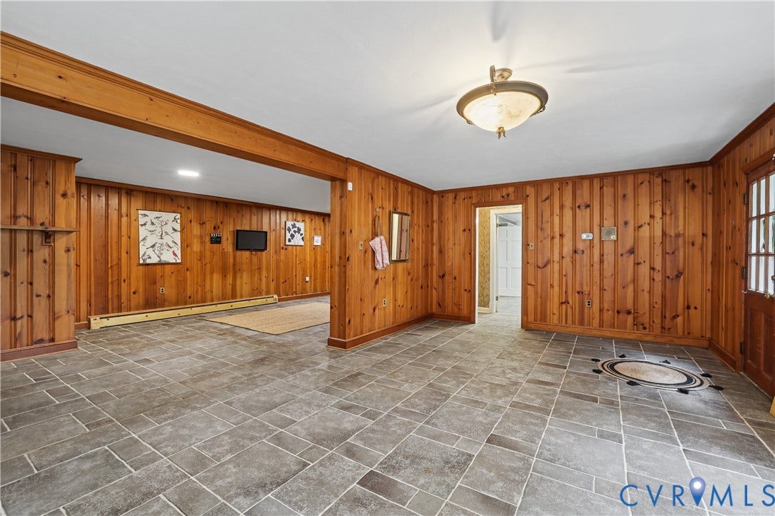 5418 Cary Street Road, Richmond, VA 23226 Basement Game Area with Door to Back Patio