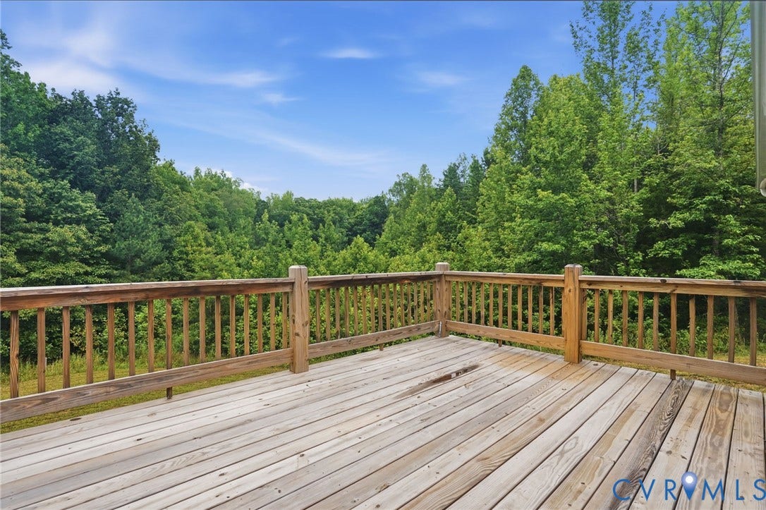 2677 Dogtown Road, Goochland, VA 23063 Expansive outdoor deck featuring wood flooring and a perimeter railing