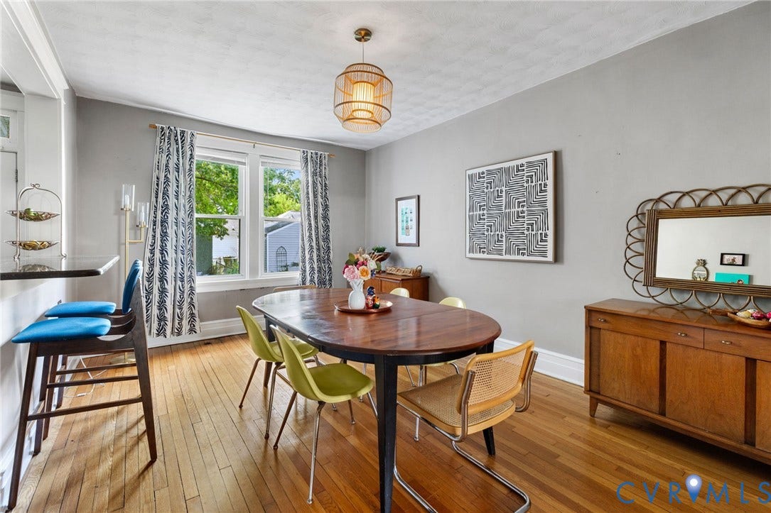 806 S Meadow Street, Byrd Park Area, Richmond, VA 23220 The Dining Room is spacious with room to set up an enjoy multiple seating and entertaining options...