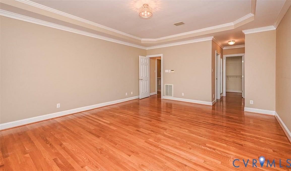 10809 Leabrook Drive, Wyndham, Glen Allen, VA 23059 Other side of 1st floor Primary Bedroom with hall leading to 2 closets and private Primary Full Bath