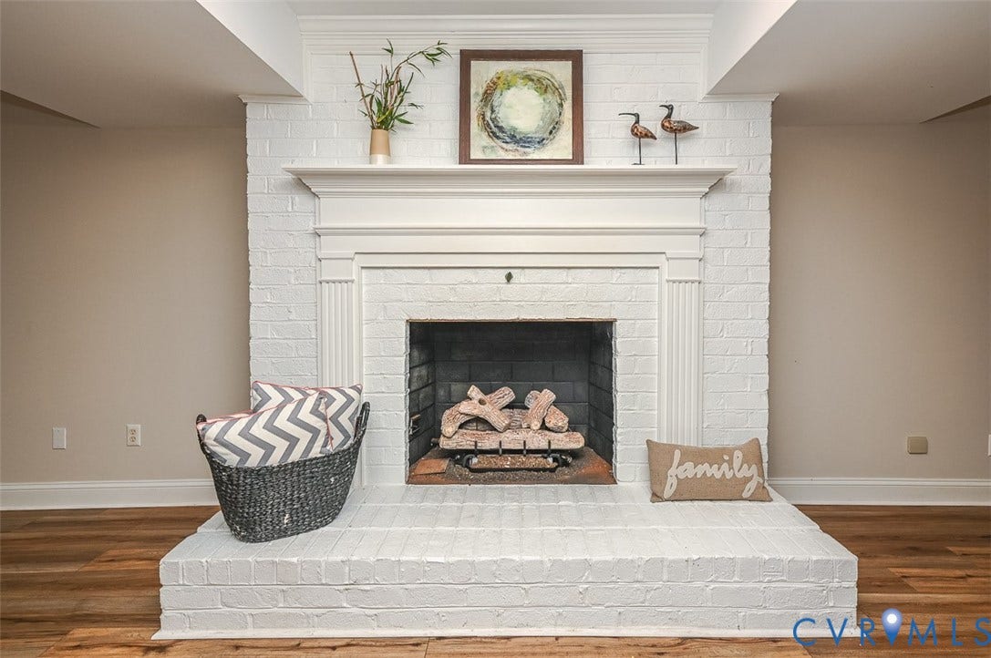10809 Leabrook Drive, Wyndham, Glen Allen, VA 23059 White brick Fireplace with gas logs in basement
