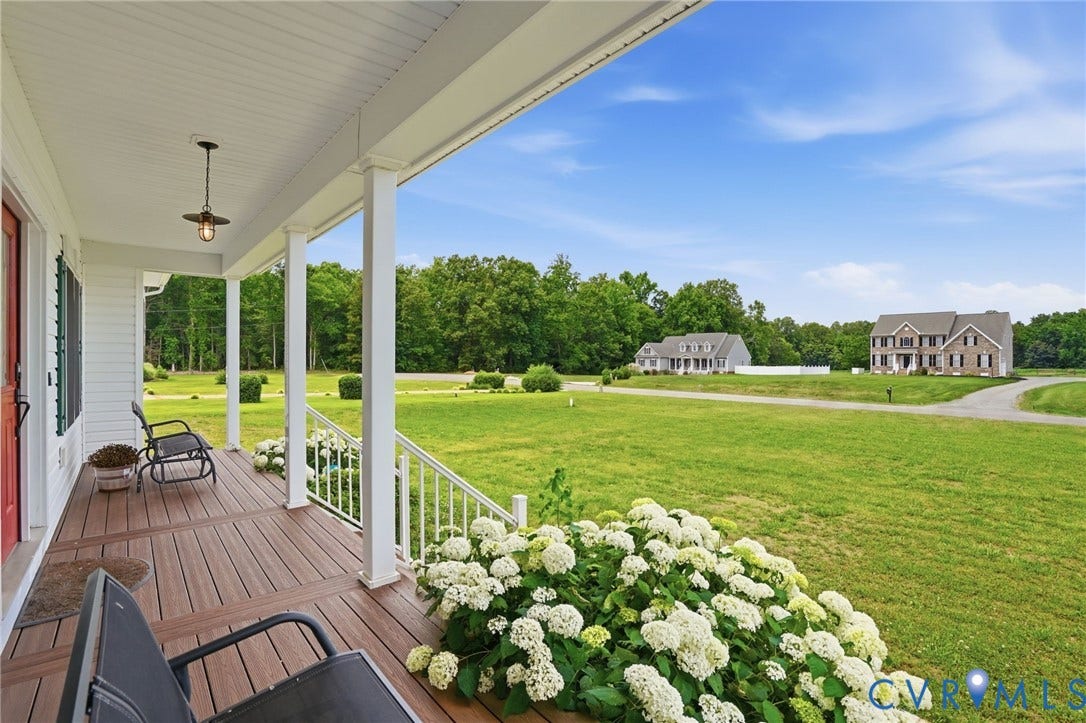 5305 Wellington Ridge Road, Richmond, VA 23231 Front porch with wood-finish decking and white railings