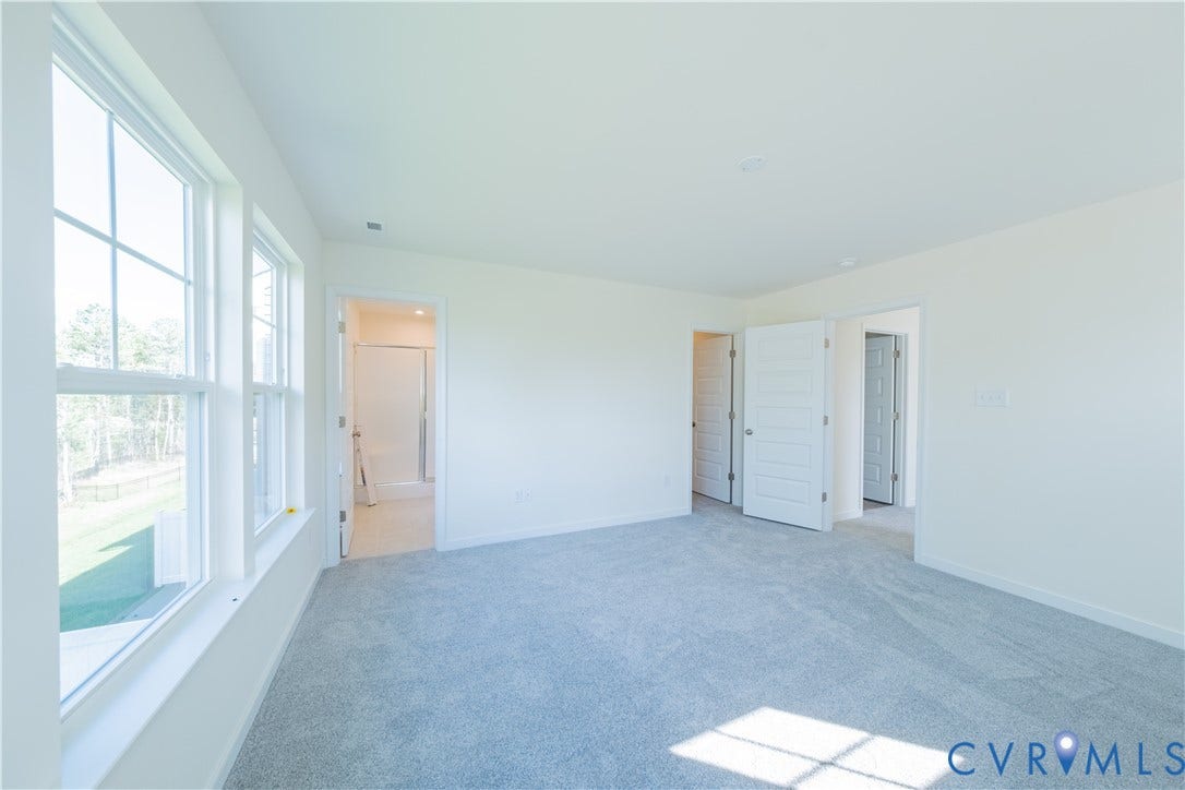 18372 Palisades Court, Chesterfield, VA 23120 Spacious room with light gray carpeting, multiple windows, white walls, and a white ceiling