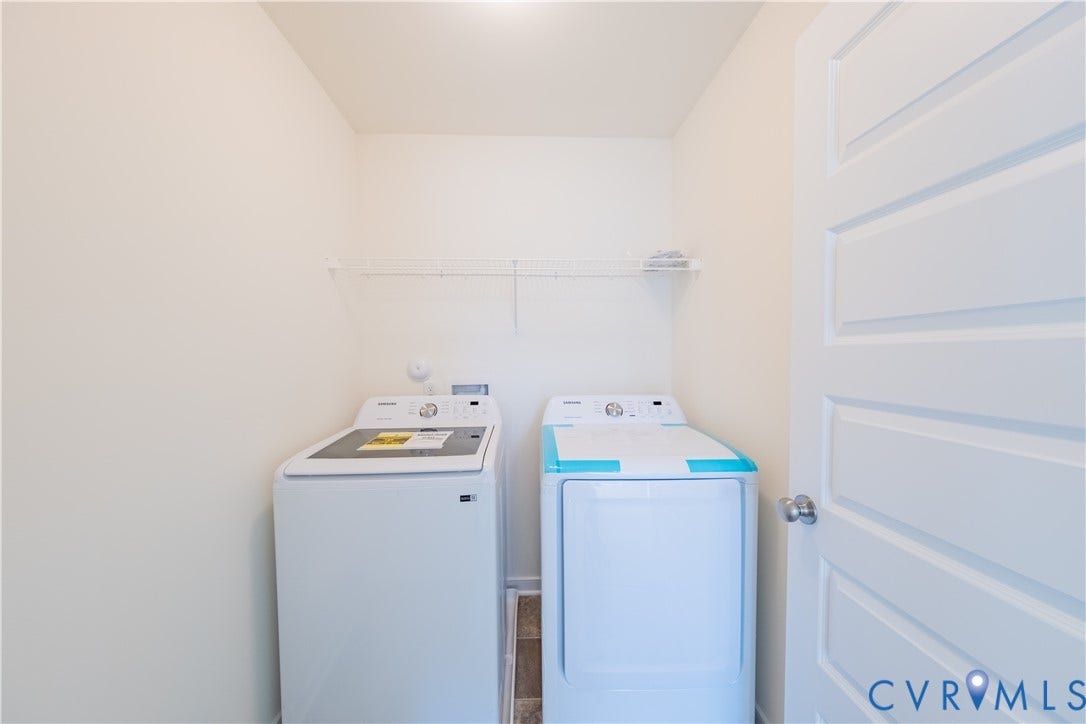 18372 Palisades Court, Chesterfield, VA 23120 Dedicated laundry area with a top-load washer and front-load dryer