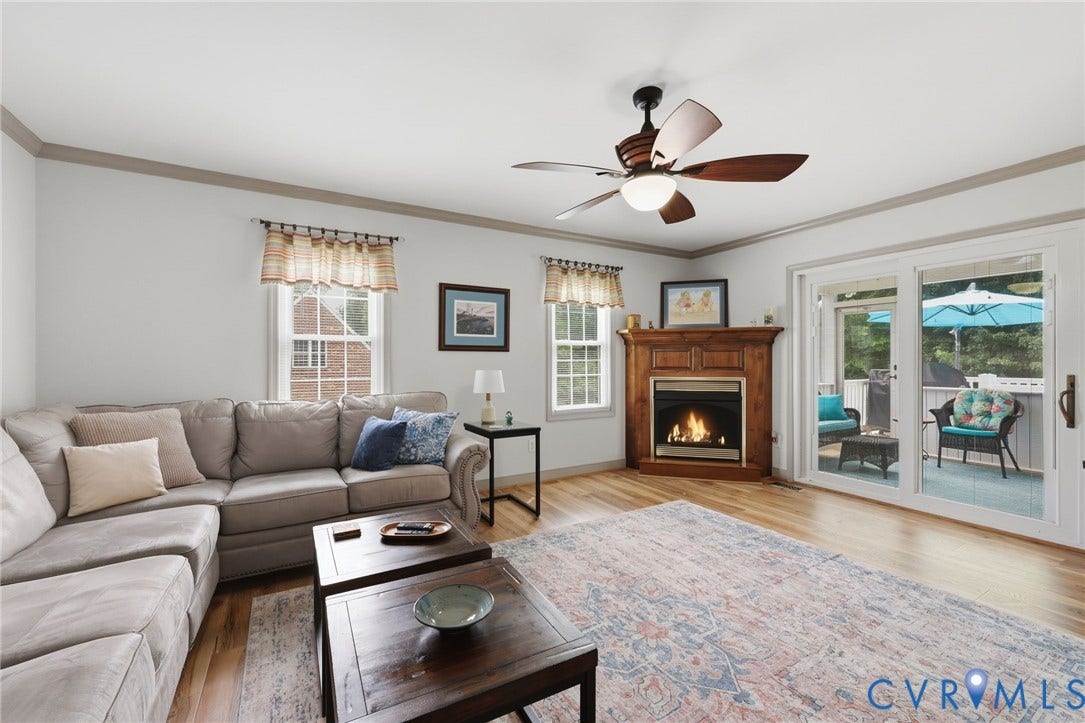 4320 Stebbins Street, Chester, VA 23831 Carner gas log fireplace, Ceiling fan, opens to back screened porch