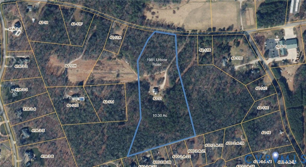 1981 Urbine Road, Powhatan, VA 23139 Plat Map. Illustrating property boundaries and parcel identification for the specified acreage