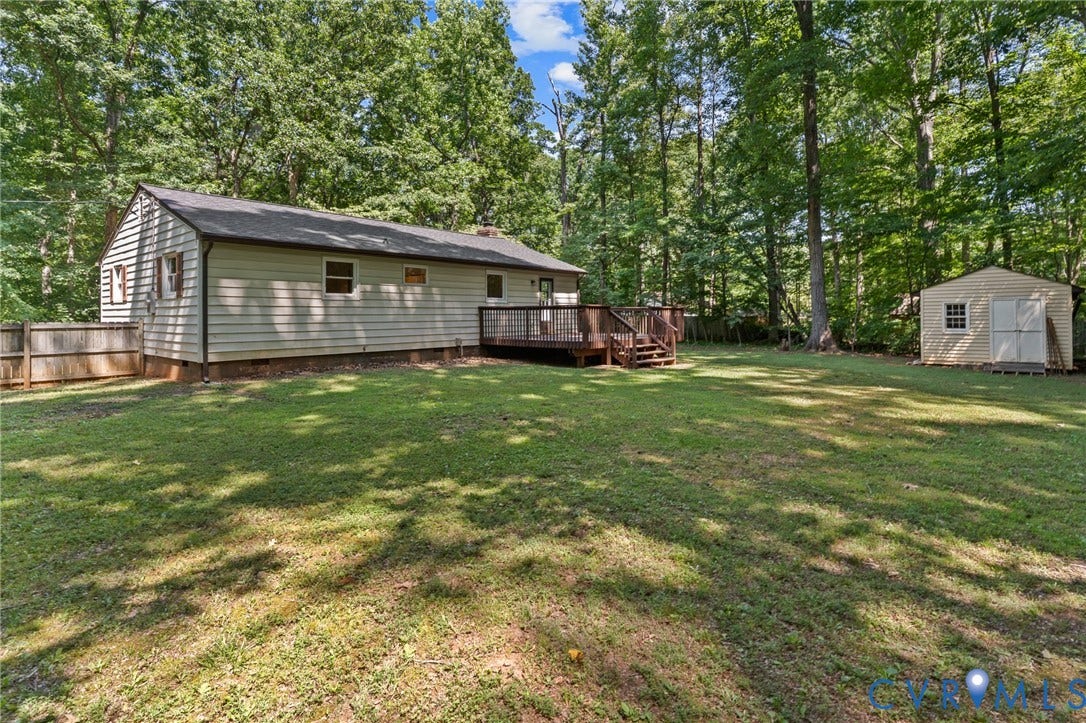 2448 Mountain View Road, Powhatan, VA 23139 Back yard showing detached shed