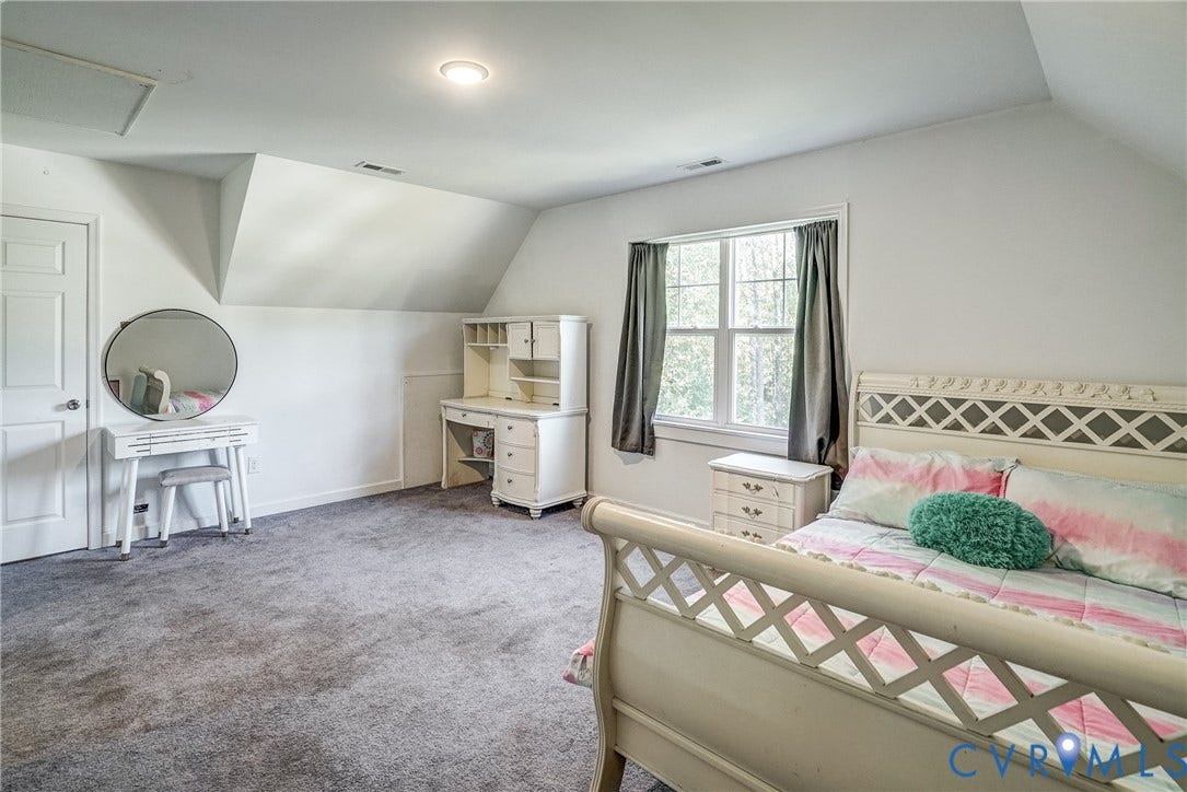 65 Hopeful Church Lane, Bumpass, VA 23024 Carpeted room featuring a white sloped ceiling, recessed lighting, and white walls