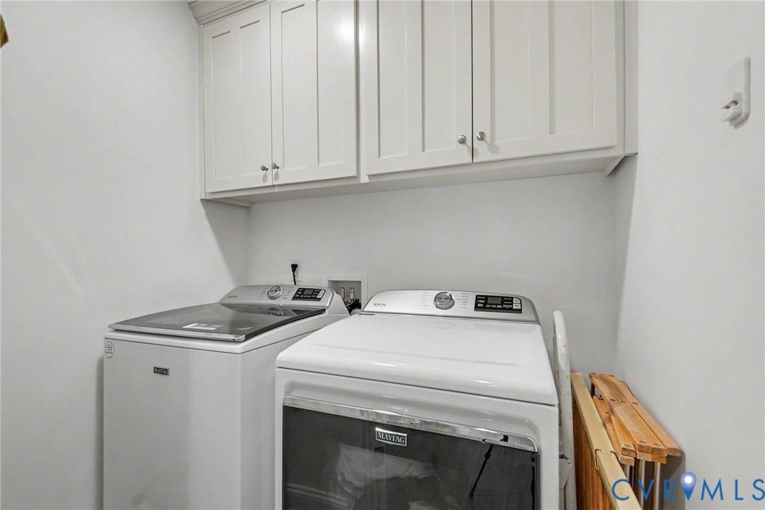 815 Kennon Road, Northeast Creek Reservoir Subd, Mineral, VA 23117 Laundry area featuring white shaker-style cabinetry