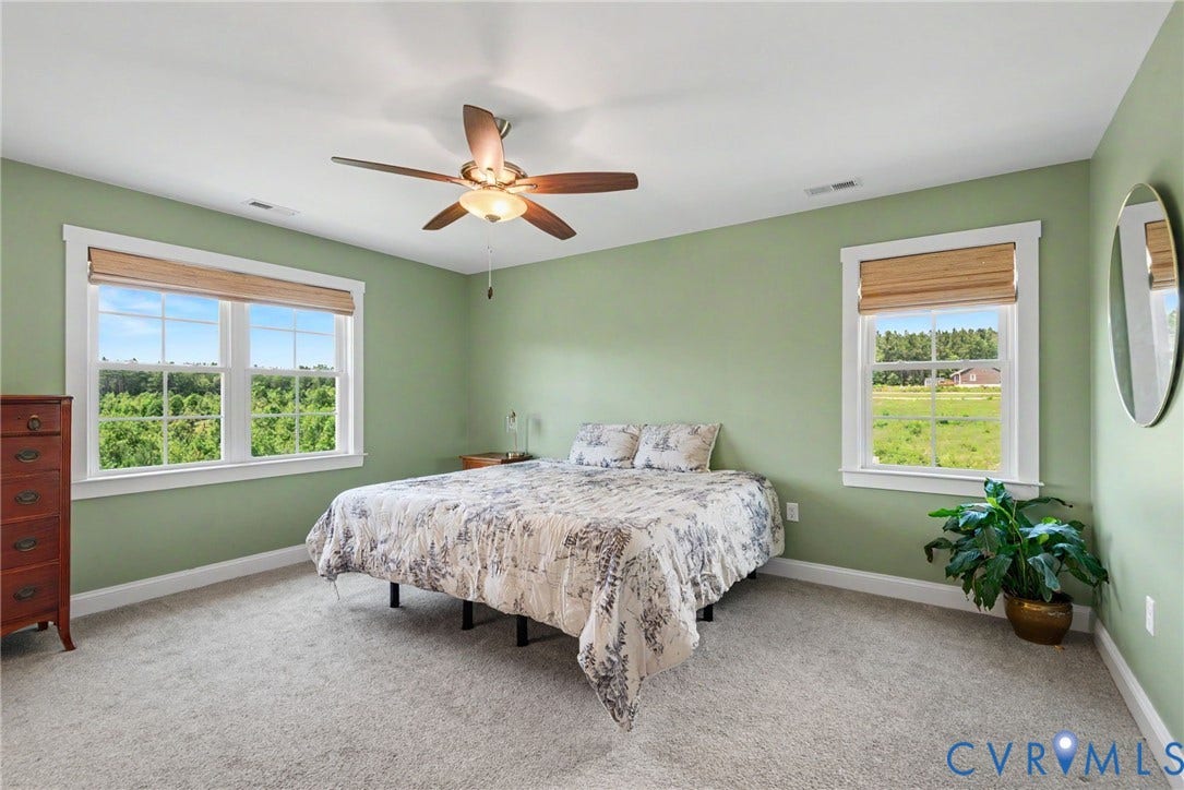 815 Kennon Road, Northeast Creek Reservoir Subd, Mineral, VA 23117 Spacious room with light green walls and light grey carpeting