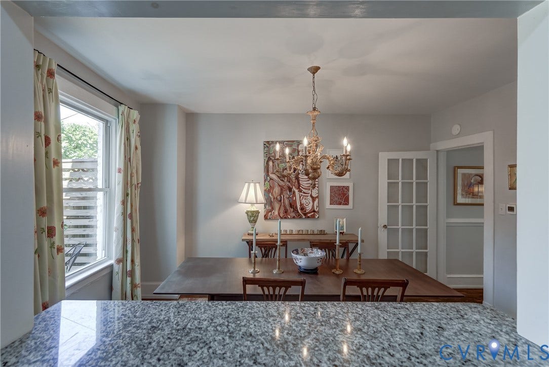 2619 Grayland Avenue, Byrd Park/Upper Fan, Richmond, VA 23220 Light-filled dining room with pass-through to kitchen