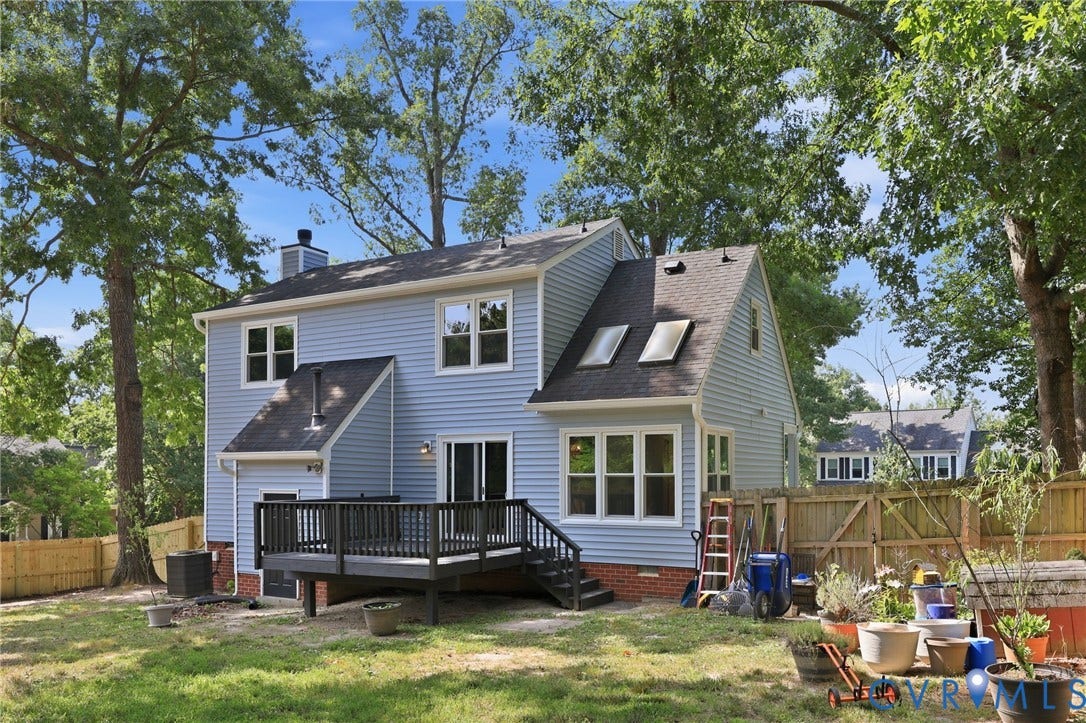 9500 Mesquite Road, Glen Allen, VA 23060 Light blue siding exterior with a dark gray deck