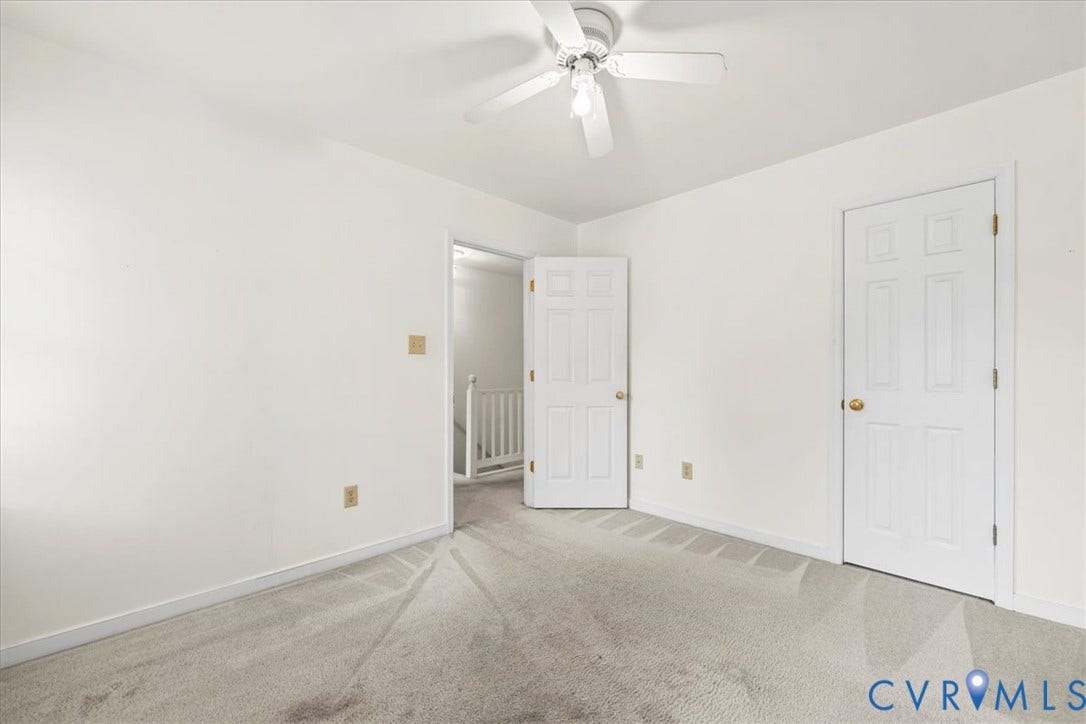 2924 Warfield Ridge Terrace, Chester, VA 23831 Carpeted room featuring white painted walls and a ceiling fan