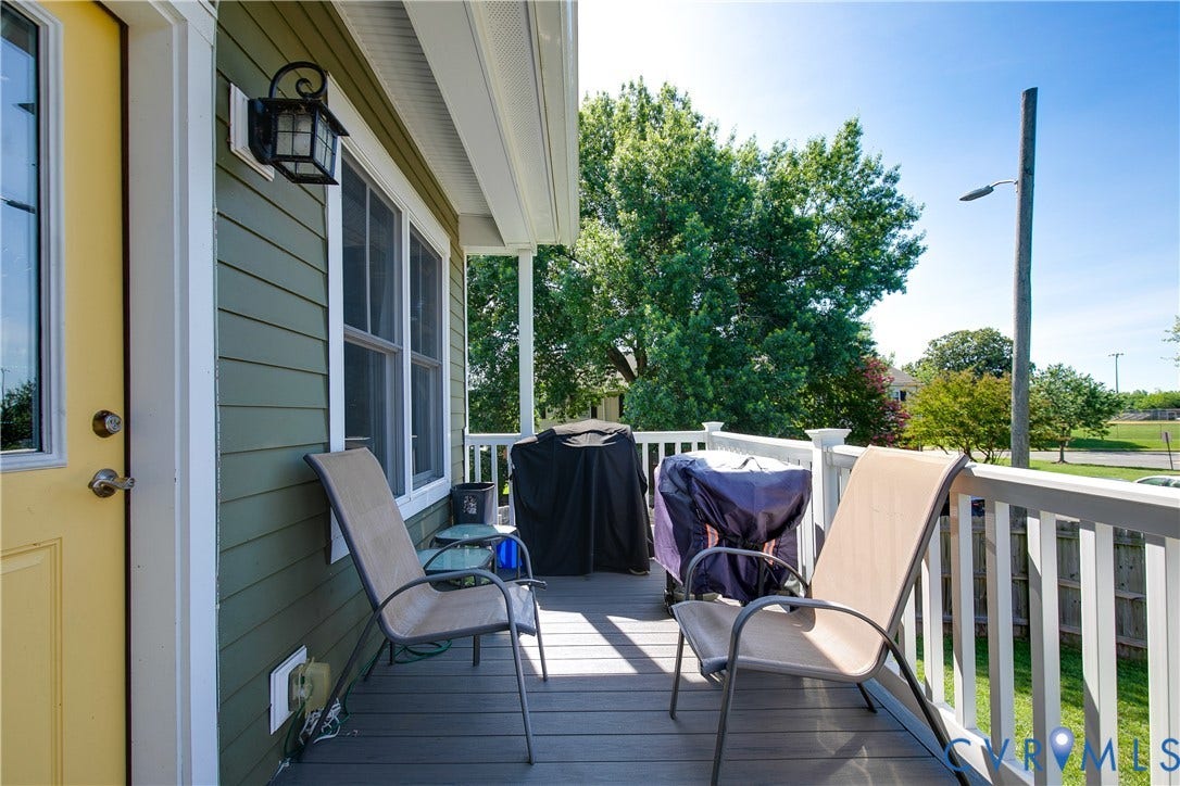 1301 Dance Street, Randolph, Richmond, VA 23220 Rear porch with durable composite decking and white railings