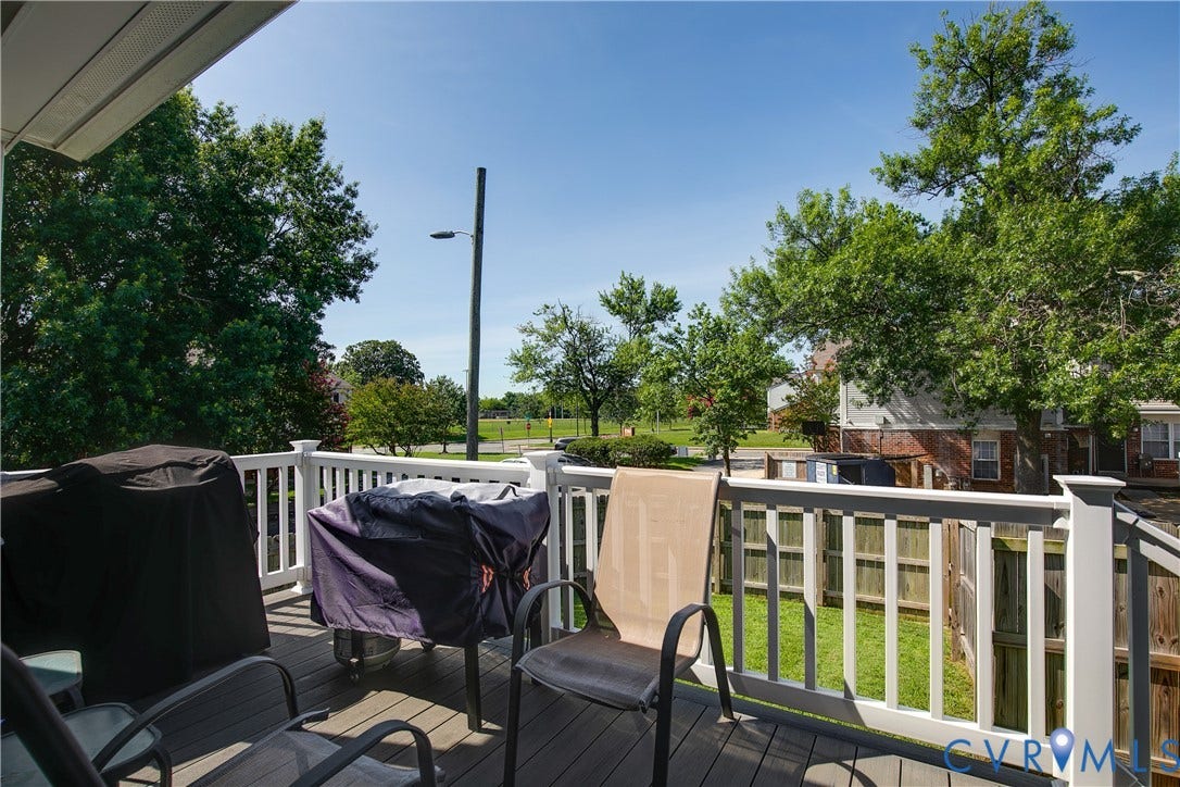 1301 Dance Street, Randolph, Richmond, VA 23220 Spacious outdoor deck featuring composite decking and white railings