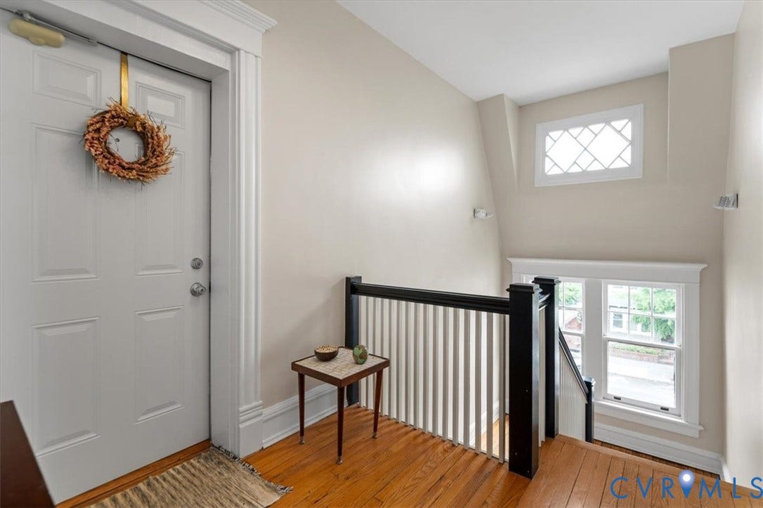 View of the third floor landing. The Hall and Stairwell have a number of windows for good lighting during the day.
