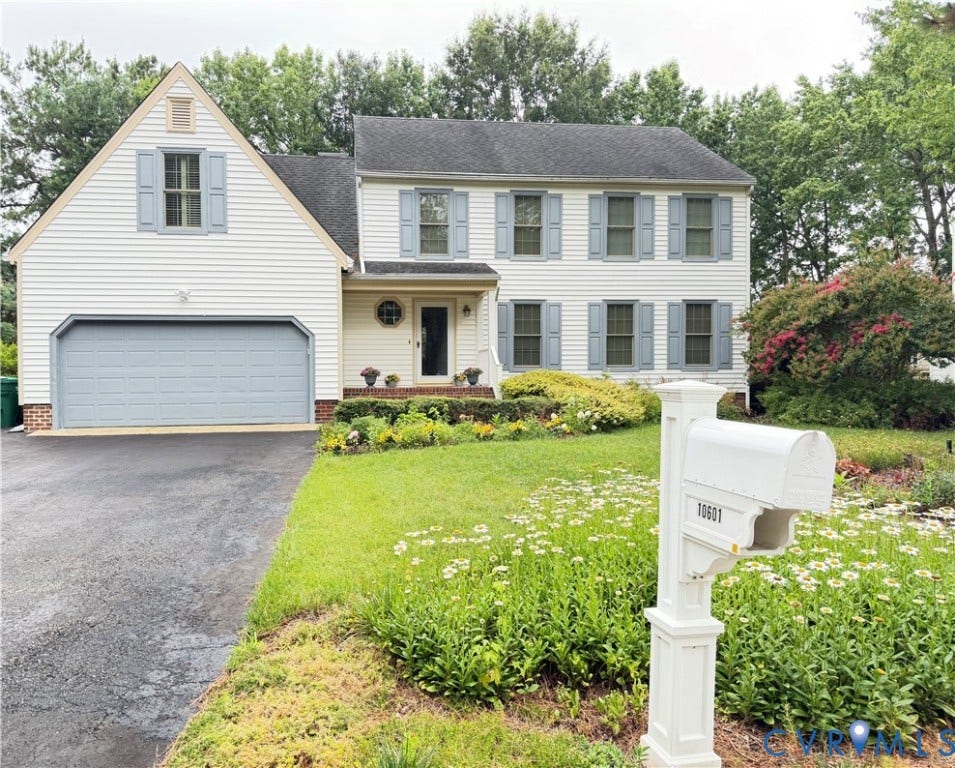 10601 Argonne Drive, Innsbrook, Glen Allen, VA 23060 Two-story residence featuring white siding and light blue shutters