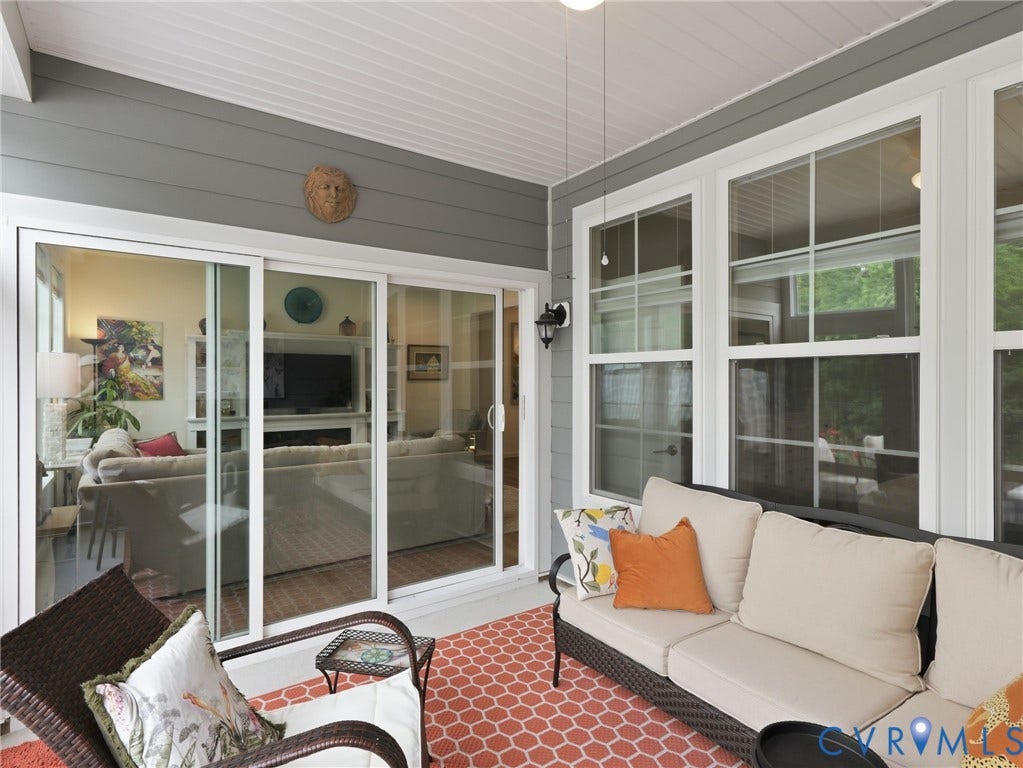 9237 Cerulean Place, Richmond, VA 23238 A quiet retreat where every season feels just right through your morning coffee, evening wine, and the calming view of a private wooded setting. Relax and enjoy a good book for as long as you like. No rush.