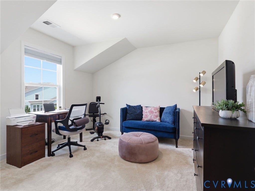 9237 Cerulean Place, Richmond, VA 23238 Bedroom # 4 - Whether its guests, family, or your dream office, this bedroom offers versatile space wrapped in comfort, light, and lots of thoughtful storage w/the sizable walk-in closet. Plush carpet.