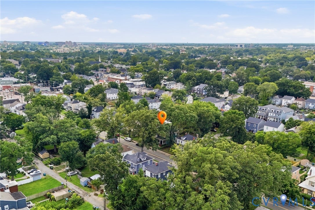 3110 North Avenue, Brookland Park, Richmond, VA 23222 Aerial perspective of this established residential neighborhood featuring mature tree-lined streets, substantial lot sizes, and a diverse architectural landscape