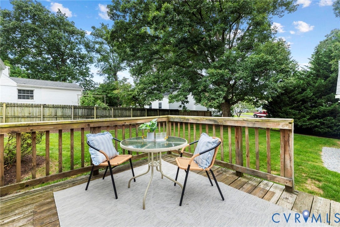 1002 Normandy Drive, Henrico, VA 23229 Wood deck with a railing system overlooking a fenced yard