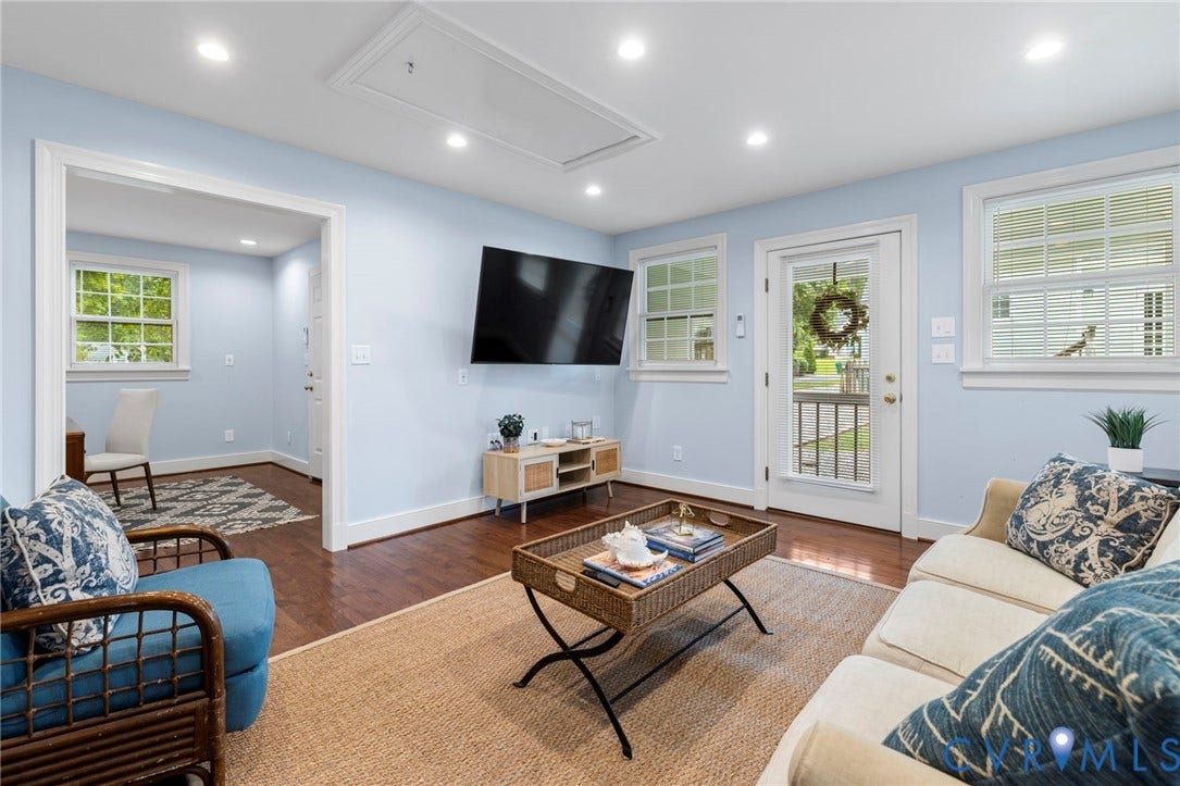 1002 Normandy Drive, Henrico, VA 23229 Recessed lighting, wood-finish flooring, white trim, and a glass-paneled door
